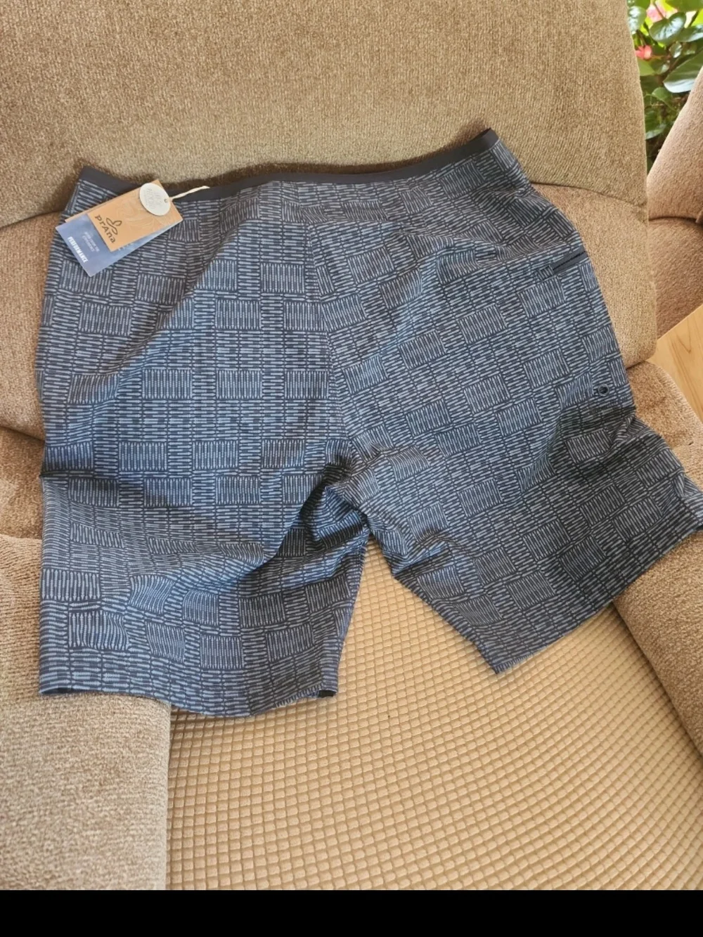 New prAna Men's Drawstring Swim/Board Shorts -36 Charcoal Pattern - Picture 3 of 7